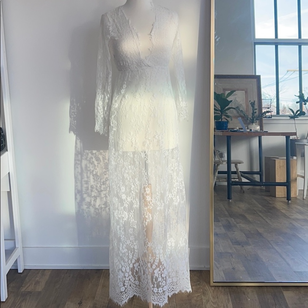 maternity/boudoir see through lace dress